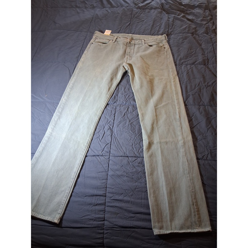 Levis 501 Button Fly Straight Leg Jeans Mens 36x34 Aqua‎ Medium Wash Denim